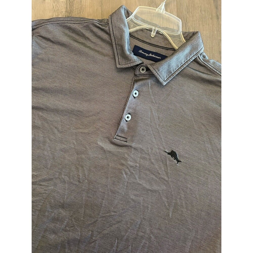 Tommy Bahama Men Pima Cotton Polo Shirt Silver Marlin Golf  Metallic Size XL